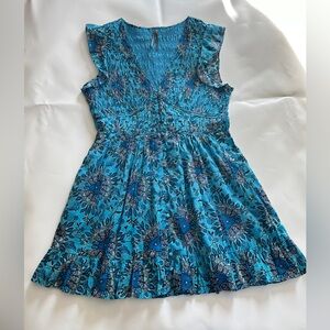 Anthropologie The Peregrine Blue Motif Mini Dress Women’s Size Large